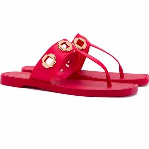NEW Larroude Milan Jelly Thong Sandal in Scarlet